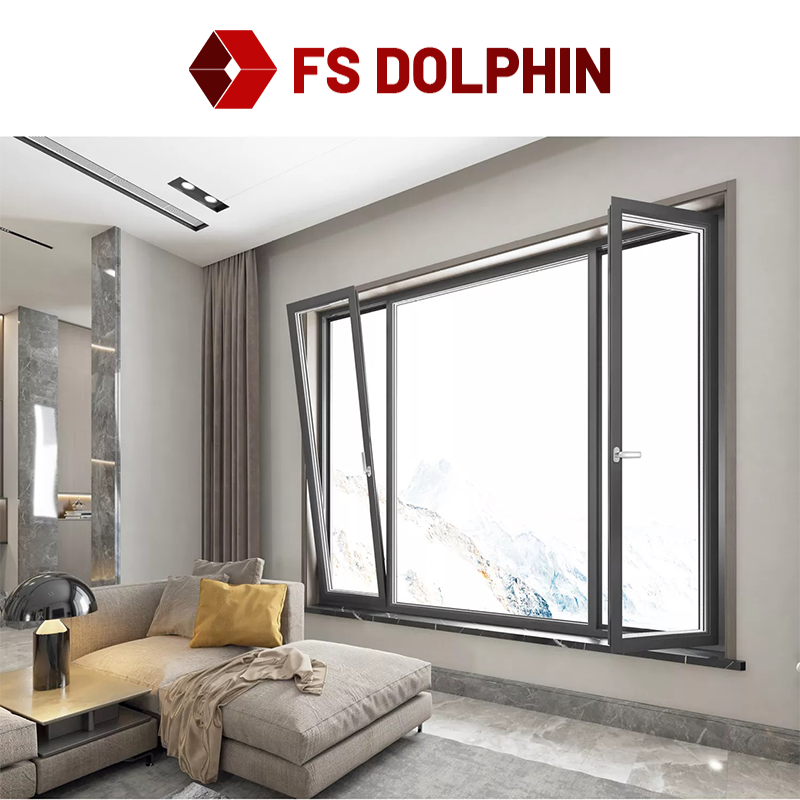 Passive House Aluminum Casement Window Double Glazed Tempered Glass Crank Out Windows