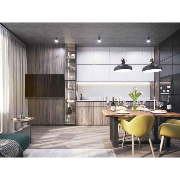 Custom luxury kitchen cabinet with minimalist style and high-end hardware