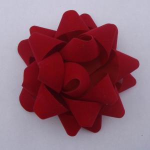 Velvet Flocked Red Curly Ribbon Bow 6 Inch Diameter Big Size Star