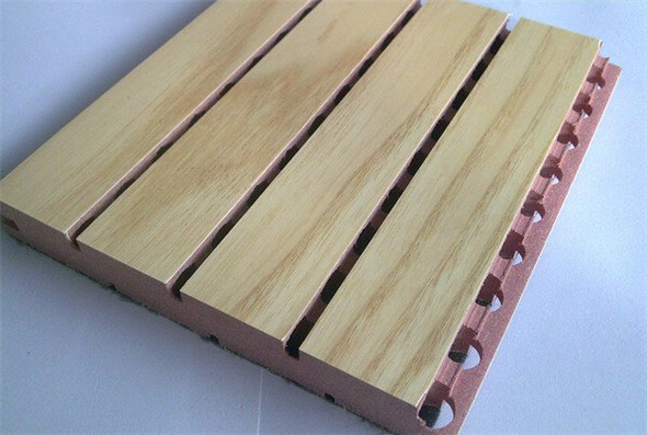 Sound Absorption Wooden Grooved Acoustic Panel Polyester Melamine Diffuser