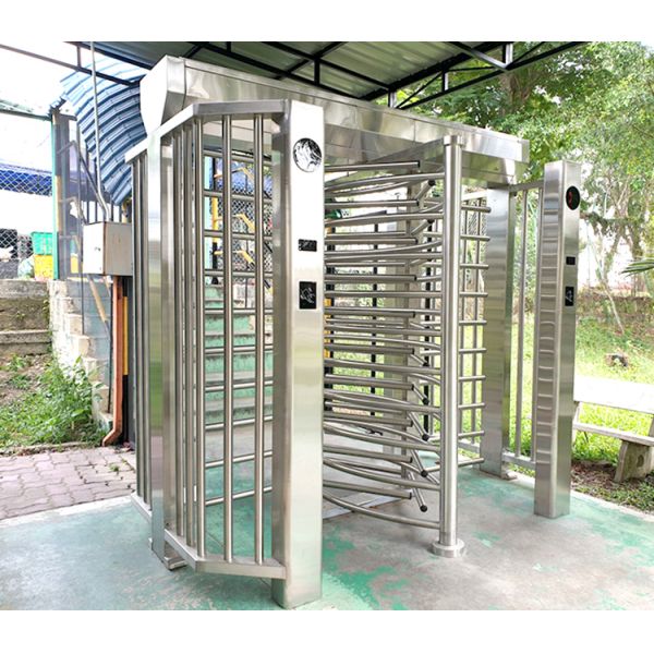 Stainless Steel Dual Lane Full High Turnstile Semi Auto Security Access Control