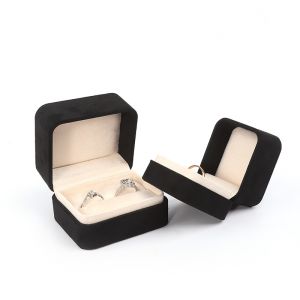 Cheap Square black Velvet Jewelry ring Box customizable Jewellery Box packaging wholesale