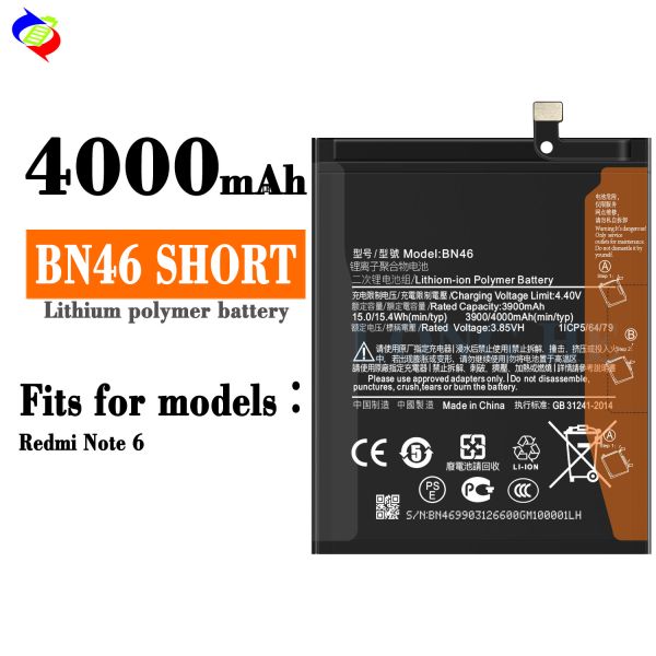 Rechargeable Battery for Xiaomi Redmi Note 6 Original Replacement BN46 Short Battery