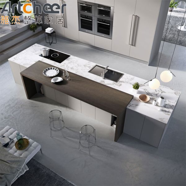 Modern Stylish Plywood Kitchen Cabinet In Italian Design Veneer And Lacquer Finish