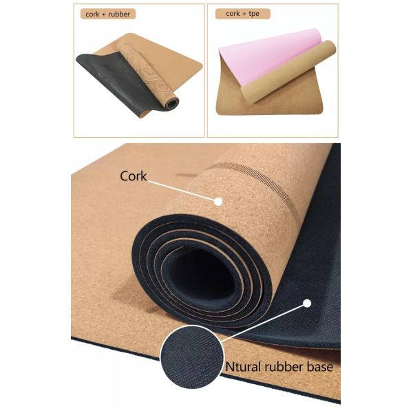 Non Slip Cork Natural Rubber Yoga Mat Foldable Sustainable Eco Friendly OEM