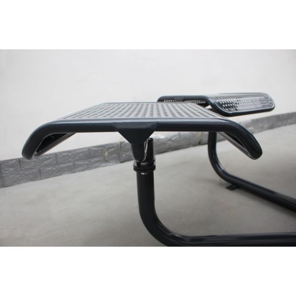 Perforated metal urban street steel round table with six chairs commercial outdoor picnic tables outside furniture China