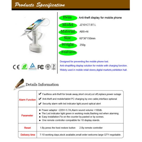 2014 smartphone gadget display mount alarm and charge usage