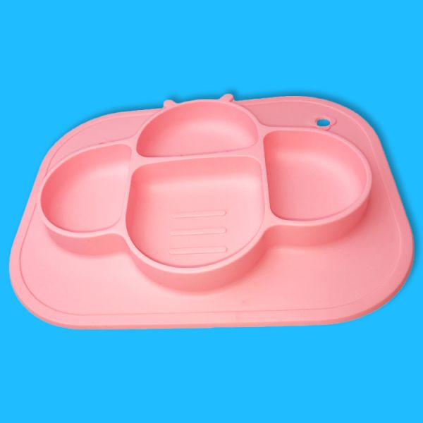 Non Toxic Silicone Baby Tray Bee Shape BPA Free Divided Suction Plate Customized
