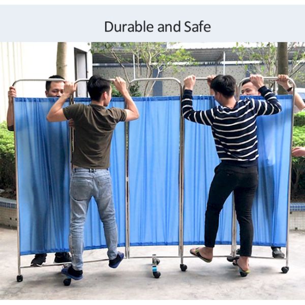 Medical Folding Stainless Steel 4- Part Ward Screen For Hospital