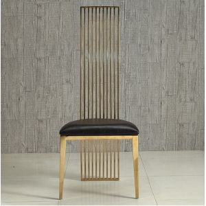 High back Luxury Modern Stainless Steel Dining Chair upholstered