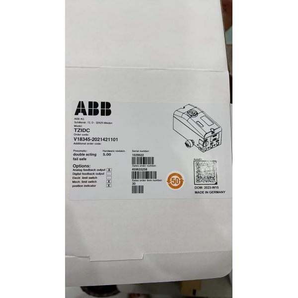 V18345-2021421101 ABB TZIDC Digital Positioner TZIDC 4-20ma Electric Pneumatic Locator Rugged Design