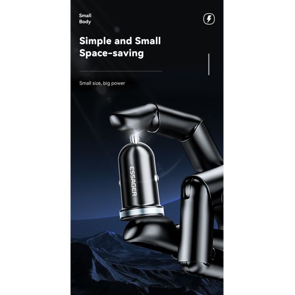 ESSAGER ES-CC12 30W Type C USB A Phone Car Charger Fast Charging QC3.0 PD3.0