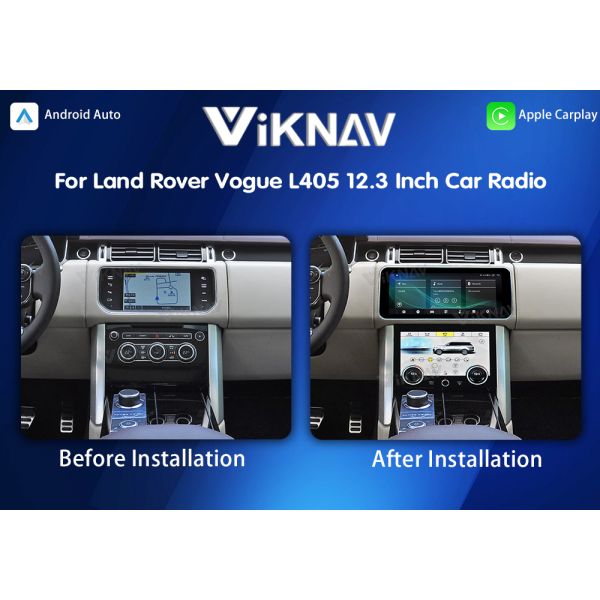 Viknav 12.3 Inch Touch Screen Car Radio And AC For Land Rover Range Rover Vogue L405 2013-2017 Multimedia Player GPS Navigation Head Unit (Beige All)