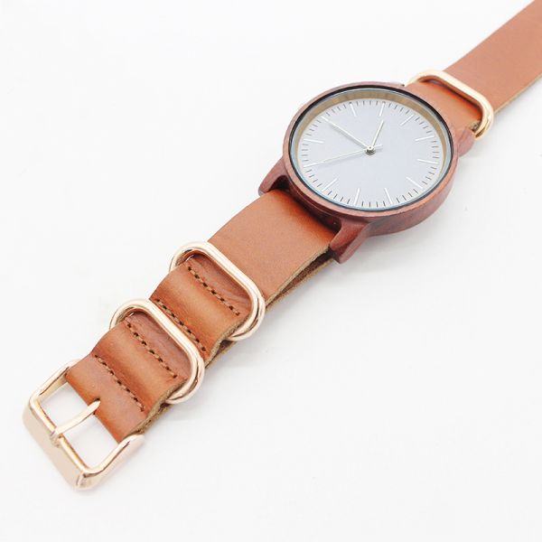 Complete Calendar Minimalist Leather Watch Red Sandalwood Watch Private Label