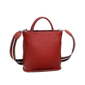China Red Ladies Genuine Leather Tote Handbags Shoulder Bags Large Capacity on sale
