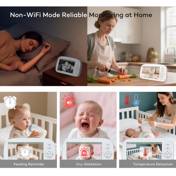 HD Baby Monitor with 1280x720P Resolution Temperature Monitoring and Lullabies X5 for Clear Infant Monitoring