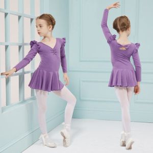 Children's autumn long butterfly sleeve dance costumes Girls rehinestones