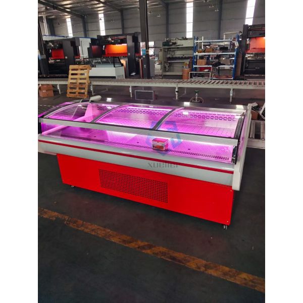 Supermarket Glass Door Chest Freezer Air Cooling 2 To 8 Degree