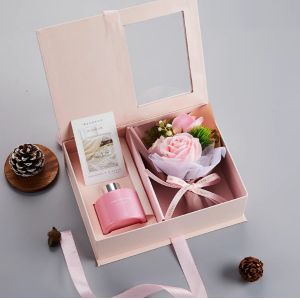 Cheap Luxury Scented Gift Box Premium Home Fragrance Rose Bouquet Set Flip Top Window Design wholesale