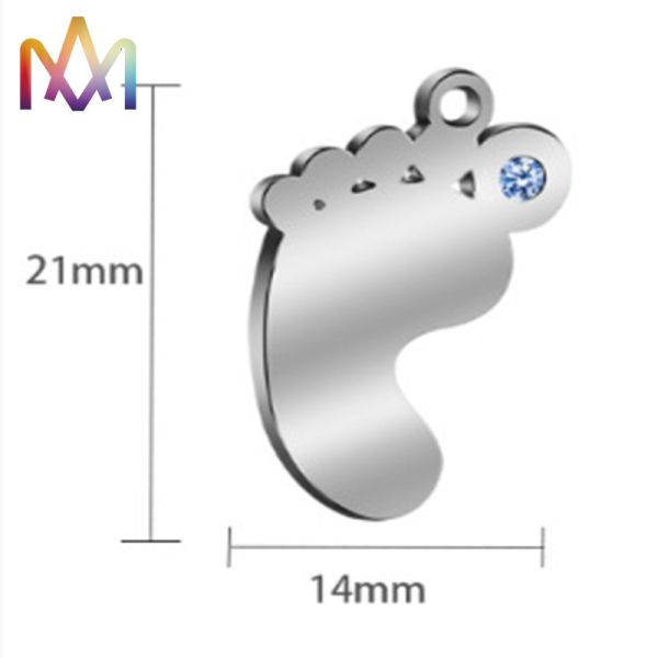 Anti Allergic Plating SS304 Baby Feet Charms 14x21MM