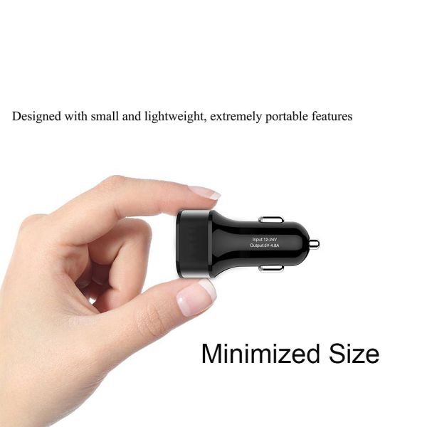 Dual Port USB Car Charger 5V 2.4A Aluminum Alloy Fast Charging Phone Charger