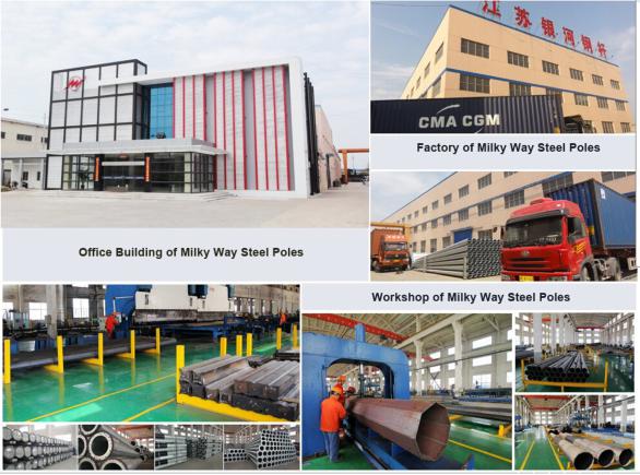 132KV hot galvanization electrical power pole for electrical line