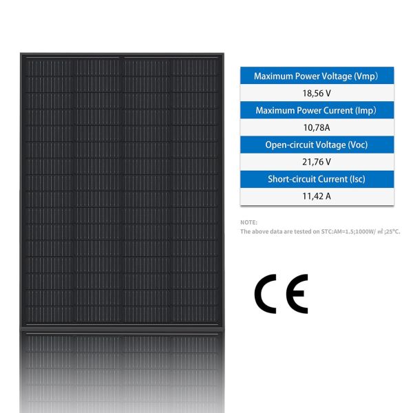 7 Layer Construction 200W Monocrystalline Photovoltaic Solar Panel for Motorhome Balcony System Garden Shed Boat
