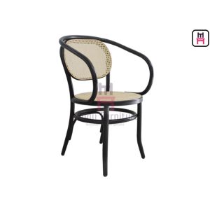 Buy cheap Natural Rattan Dining Chairs Black Benchwood Armrest Cane Dining Chair from wholesalers