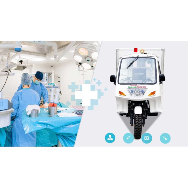 Motorized Tricycles Emergency Vehicles 250CC Motos Ambulance Tricycle for Adult Big Wheel