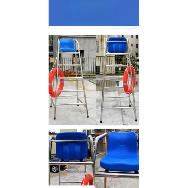 Rts Water Park 304 Stainless Steel Lifeguard Chair Sliver+Blue Other Water Play Equipment