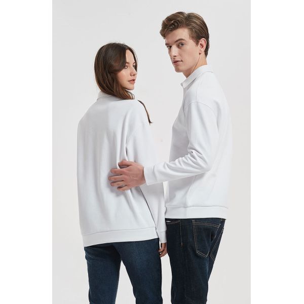OEM Unisex 100% Cotton Long Sleeve Sweatshirts Loose Turn Down Collar Hoodie