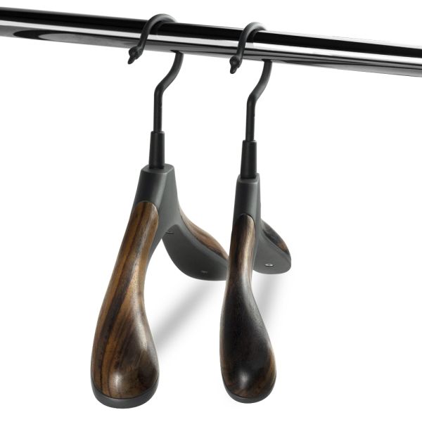 SGS Wooden Pattern Black Metal Coat Hanger For Wardrobe