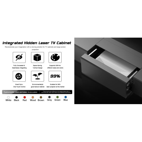 Telescopic Laser TV Cabinet with Motorized Function and Solid Oak Finish Compatible Most UST Projector