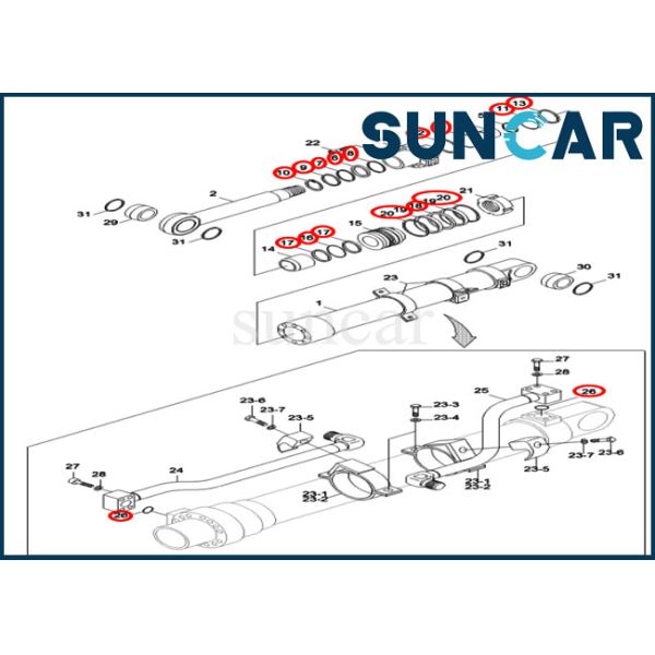 31Y1-18210 31Y118210 Bucket Cylinder Repair Seal Kit For Hyundai R140LC-7 R140LC-7A