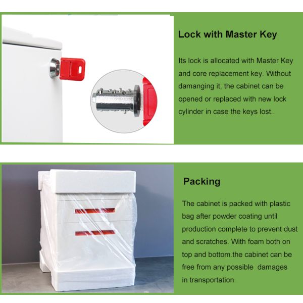 3 Drawer 34kgs 500mm Depth Tambour Storage Cabinet