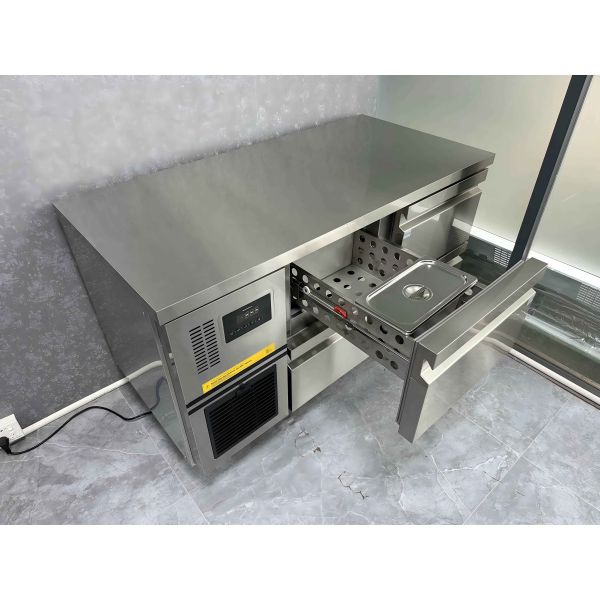 Commercial Stainless Steel Drawer Refrigerator With 4 Drawers Single-Temperature and Imported Slideway