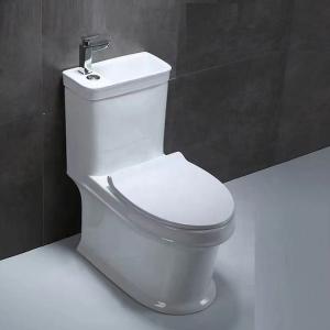 Cheap Ceramic Bathroom Toilet Bowl , 700x385x745mm One Piece Toilet Sink Combo wholesale