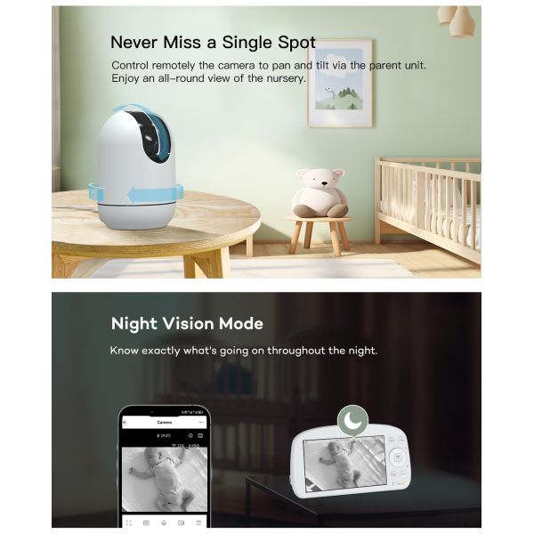 Indoor Video Baby Monitor Smart Human Detection 2.4G Wireless Baby Sleep Monitor Babyfoon 1080P Night Vision