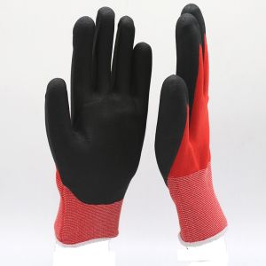 Nylon Liner Coated Black Industrial Cut Resistant Gloves High Flexiblity