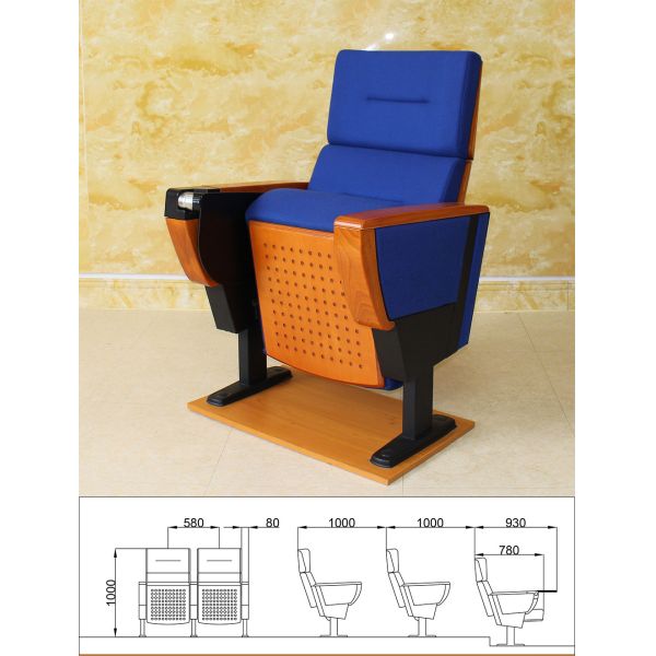 Steel Thickness 2.2mm Folding Cinema Seats , OEM Waterproof Church Auditorium Chairs