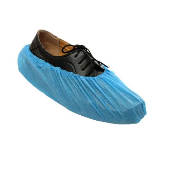 Blue Hospital Lightweight Non Slip Disposable Shoes Cover 20GSM Film For Indoors