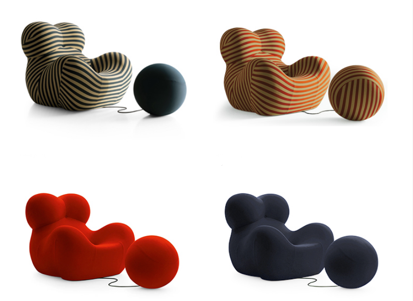 Leather Luxury Living Room Furniture Yellow Stripe Mother'S Embrace Single Sofa