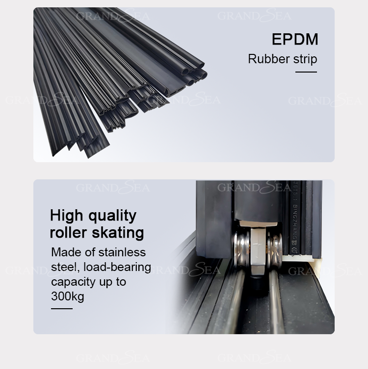 Grandsea Waterproof Hurricane Proof Aluminium Alloy Patio Glass Bi Folding Door American Bifolding Aluminum Folding Door