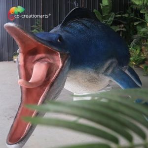 Handmade Mosasaur Fiberglass Statues For Outdoor Exhibition