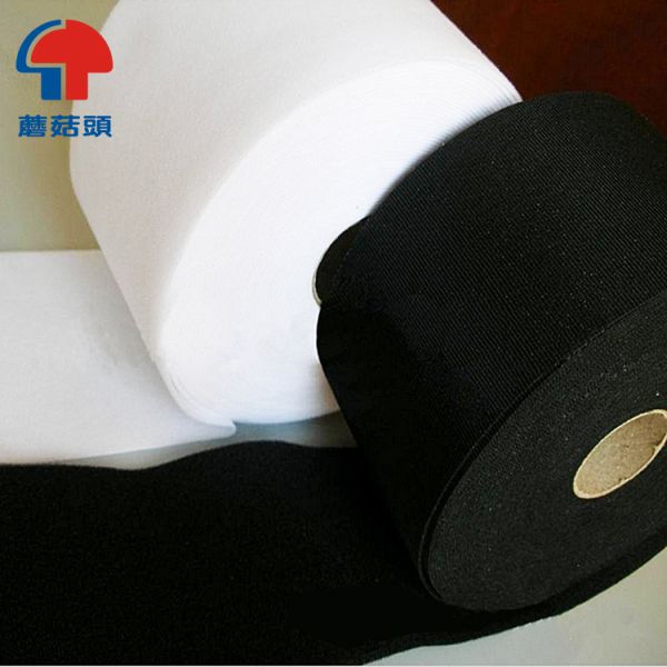 Lightweight Nylon Loop Fabric , Soft Black sticky back hook and loop tape Receptive