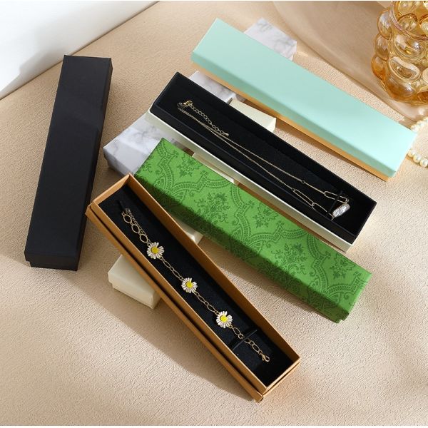 Customized LOGO Wholesale Multi-Color Watch Box Jewelry Storage Blue Pink White Powder Top And Bottom Cover Necklace Pendant Jewelry Packaging Box