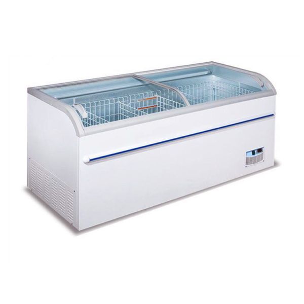 Display hard ice cream chest freezer with curved glass top horizontal freezer for shop