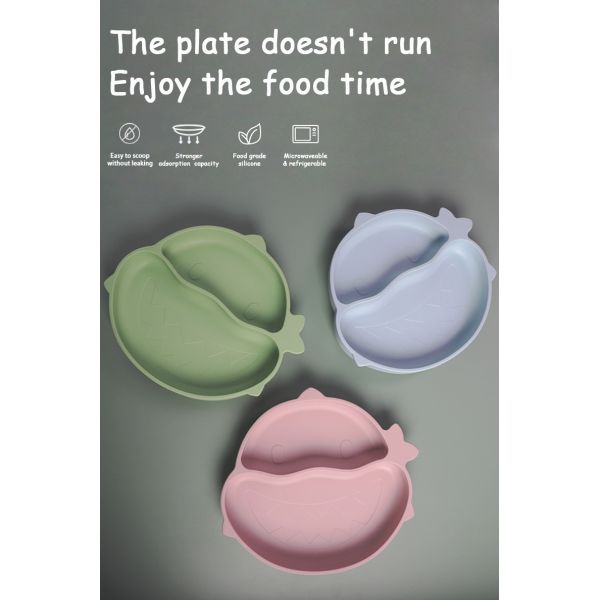 Non-Slip And BPA-Free Silicone Childrens Shark Feeding Plate BPA Free Morden Babi Dishes For Toddlers