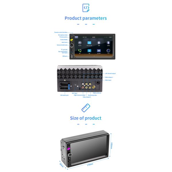 7 Inch F720C MP5 Car Mount Tablet Digital Radio