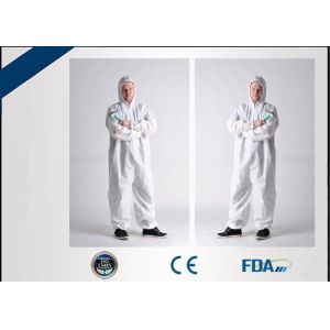 China Breathable Disposable Medical Coveralls , Anti Static Hooded Cleanroom Suit on sale